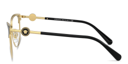 Shop VERSACE Medusa Cat-Eye Eyeglasses in Black On Gold online.
