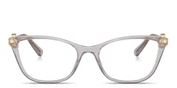 Shop VERSACE Medusa Wide Cat-Eye Eyeglasses in Transparent Grey online.