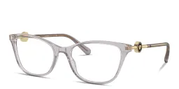 Shop VERSACE Medusa Wide Cat-Eye Eyeglasses in Transparent Grey online.