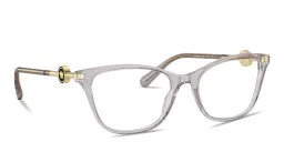 Shop VERSACE Medusa Wide Cat-Eye Eyeglasses in Transparent Grey online.