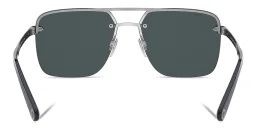 Shop BVLGARI Rimless Wide Rectangle Sunglasses in Gunmetal online.