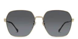 Shop GUCCI Rectangle Sunglasses in Gold online.