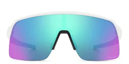 Shop Oakley Half-Rim Wide Rectangle Sunglasses in White online.