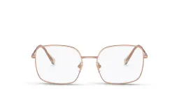 Shop MIU MIU Wide Square Eyeglasses in Pink Gold online.