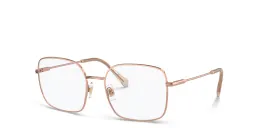 Shop MIU MIU Wide Square Eyeglasses in Pink Gold online.