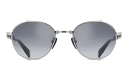 Shop BALMAIN Brigade I Unisex Round Sunglasses in Silver online.
