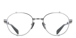 Shop BALMAIN Brigade I Unisex Round Eyeglasses in Silver online.