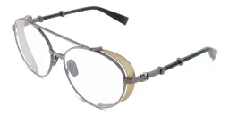 Shop BALMAIN Brigade II Unisex Round Eyeglasses Large in Grey online.