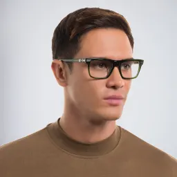 Shop BALMAIN Sentinelle I Unisex Square Eyeglasses in Green online.