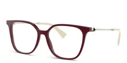 Shop VALENTINO Stud Square Eyeglasses in Burgundy online.