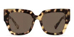 Shop VALENTINO V Logo Square Sunglasses in Yellow Havana online.