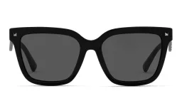 Shop VALENTINO Stud Square Sunglasses in Black online.