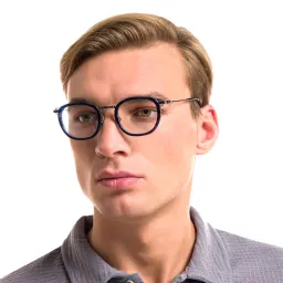 Shop EYE'M Square Eyeglasses in Silver Blue online.