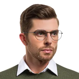 Shop EYE'M Irregular Eyeglasses in Black online.