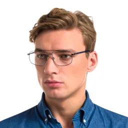 Shop EYE'M Wide Aviator Eyeglasses in Gunmetal online.
