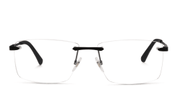 Shop EYE'M Rimless Wide Rectangle Eyeglasses in Black online.