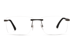 Shop EYE'M Rimless Wide Rectangle Eyeglasses in Gunmetal online.