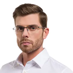 Shop EYE'M Half Rim Rectangle Eyeglasses in Black online.