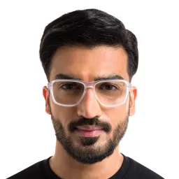 Shop EYE'M Wide Rectangle Eyeglasses in Clear online.