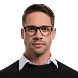 Shop EYE'M Wide Rectangle Eyeglasses in Shiny Black online.