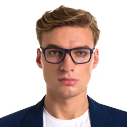 Shop EYE'M Wide Rectangle Eyeglasses in Blue online.