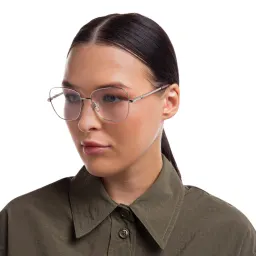 Shop EYE'M Wide Square Eyeglasses in Silver online.