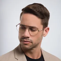 Shop EYE'M Wide Aviator Eyeglasses in Gold online.