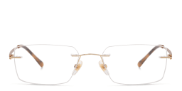 Shop EYE'M Rimless Rectangle Eyeglasses in Gold online.