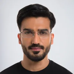 Shop EYE'M Rimless Rectangle Eyeglasses in Grey online.