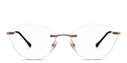 Shop EYE'M Rimless Wide Cat Eye Eyeglasses in Silver online.