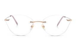 Shop EYE'M Rimless Wide Cat Eye Eyeglasses in Gold online.