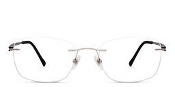Shop EYE'M Rimless Rectangle Eyeglasses in Silver online.