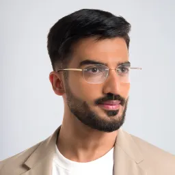 Shop EYE'M Rimless Rectangle Eyeglasses in Gold online.