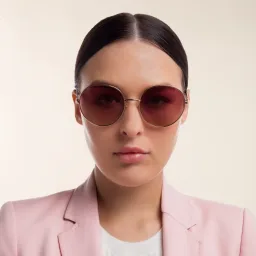 Shop EYE'M Round Sunglasses in Gold online.