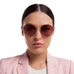 Shop EYE'M Round Sunglasses in Gold online.