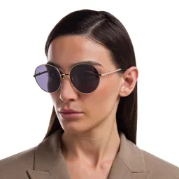 Shop EYE'M Round Sunglasses in Gold online.