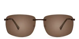 Shop EYE'M Rimless Rectangle Sunglasses in Brown online.
