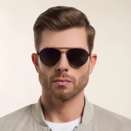 Shop EYE'M Aviator Sunglasses in Black online.