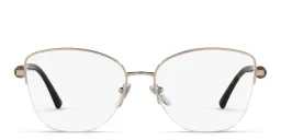 Shop BVLGARI Half Rim Wide Cat Eye Eyeglasses in Pale Gold online.