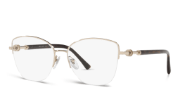 Shop BVLGARI Half Rim Cat Eye Eyeglasses in Pale Gold online.