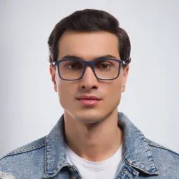 Shop Emporio Armani Rectangle Eyeglasses in Matte Blue online.