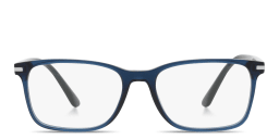 Shop PRADA Wide Rectangle Eyeglasses in Blue online.