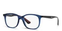 Shop Ray-Ban Junior Kids Square Eyeglasses in Transparent Blue online.