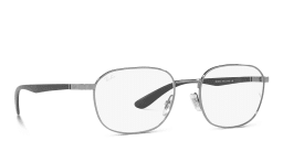 Shop Ray-Ban Unisex Geometric Square Eyeglasses in Silver online.
