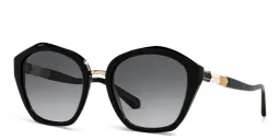 Shop BVLGARI Irregular Sunglasses in Black Gradient Grey online.