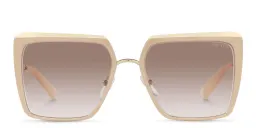 Shop PRADA Square Sunglasses in Gold online.