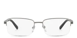 Shop BVLGARI Half Rim Wide Rectangle Eyeglasses in Matte Gunmetal online.