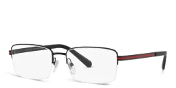Shop BVLGARI Half Rim Wide Rectangle Eyeglasses in Matte Black online.