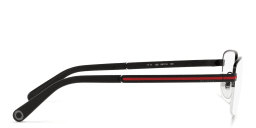 Shop BVLGARI Half Rim Wide Rectangle Eyeglasses in Matte Black online.