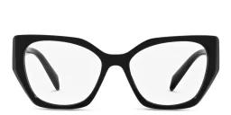 Shop PRADA Irregular Eyeglasses in Black online.